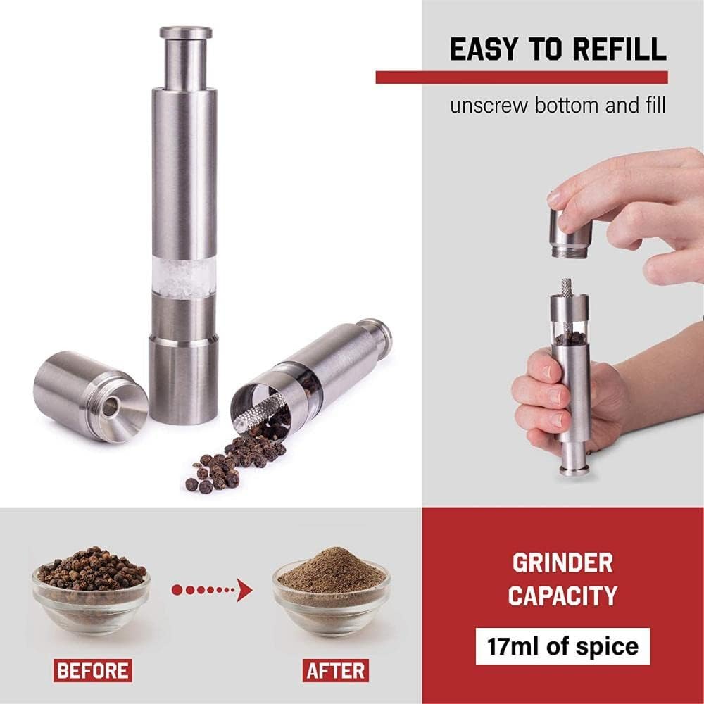 Stainless Steel Thumb Push Salt Pepper
