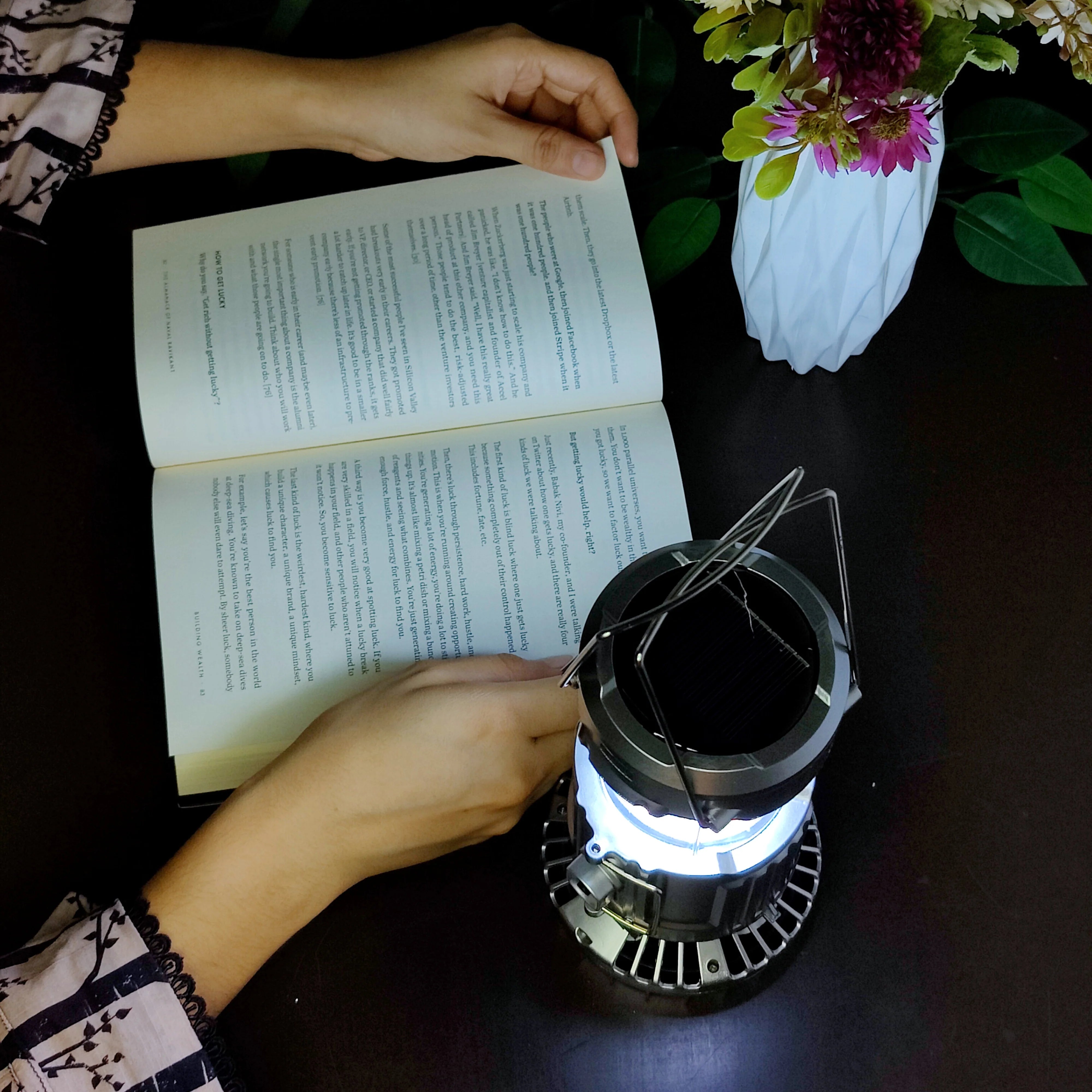 LED Solar Power Fan With Camping Light