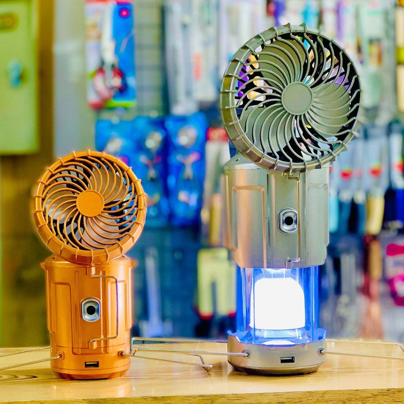 LED Solar Power Fan With Camping Light